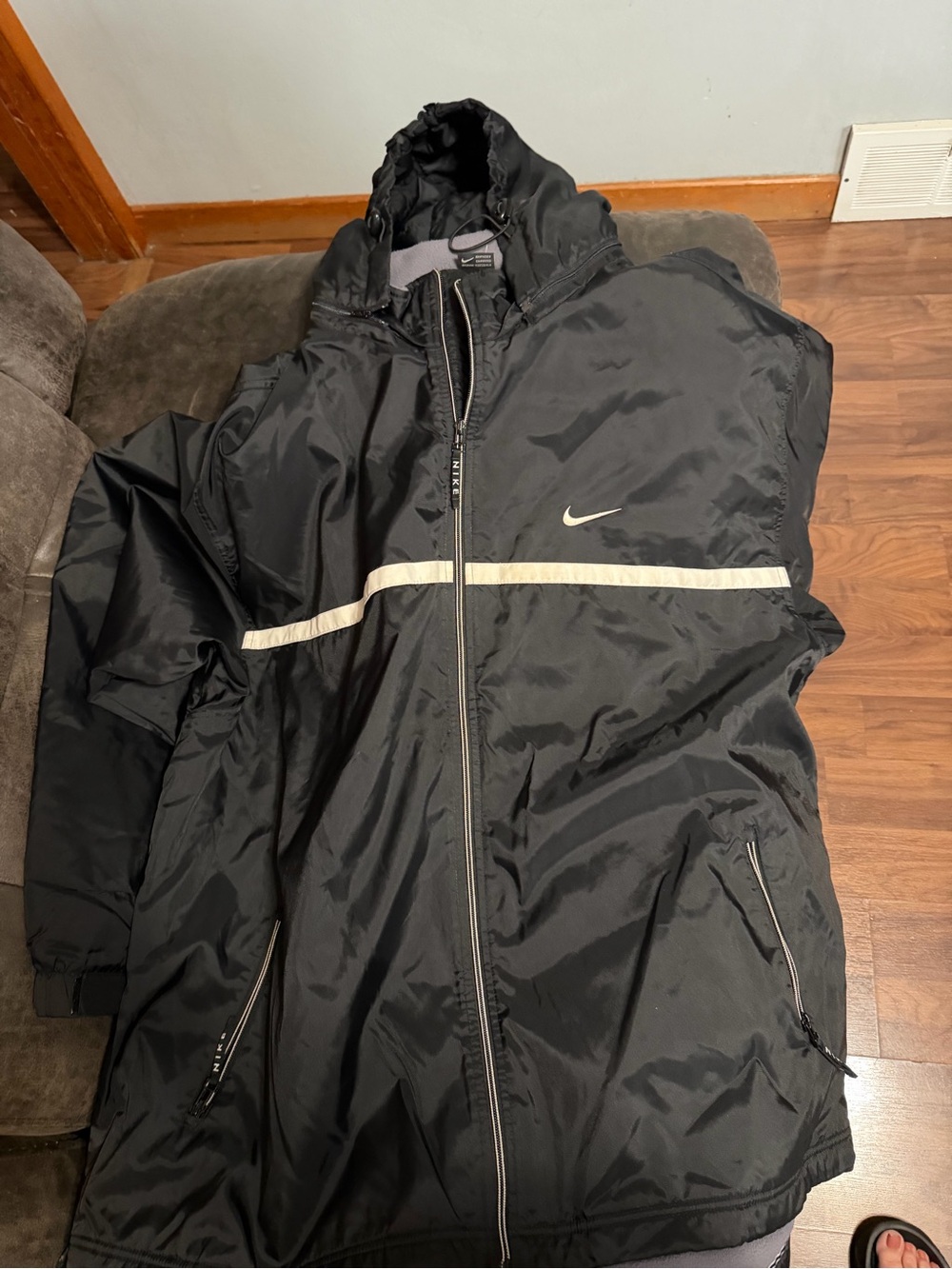 Nike Black Jacket with White Reflective Stripe